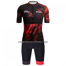 Completo Maglia + Pantaloncino con bretelle Santini 2023 Paris-Roubaix Manica Corta Hell of the North Rosso Nero